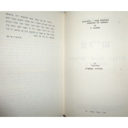 Tzalash. The Twenty Heroes of Israel, by Y. Harel. ND [1968] Hardcover In Hebrew