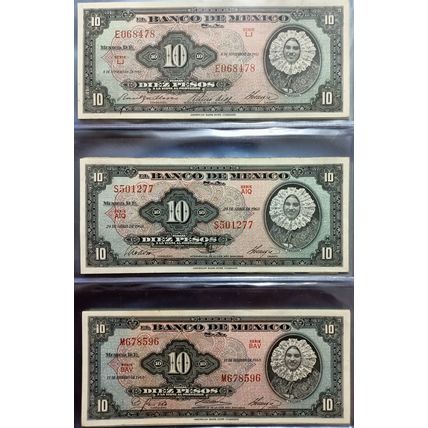 Mexico American Banknote Company Antique Set of 70 different Banknotes 1948-1978