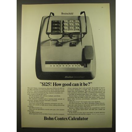 1961 Bohn Contex Calculator Advertisement - $125! How good can it be?