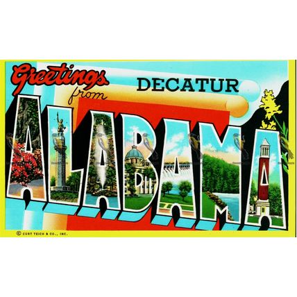 Greetings From Decatur Alabama, USA, Curteichchrom Curteich Postcard, 1940/50s