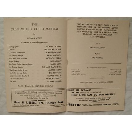 1950s programme Golders Green Hippodrome, The Caine Mutiny Court-Martial