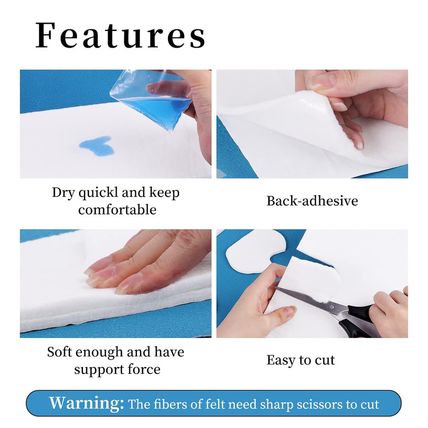 Pllieay Adhesive Felt Premium Grade, Orthopedic Felt Roll 1/4" X 6" X 2.5Yd. Qua