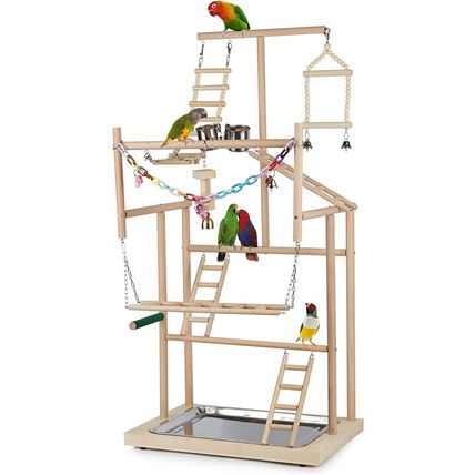 Pet Parrot Playstand Parrots Bird Playground Bird Play Stand Wood Perch Gym Play