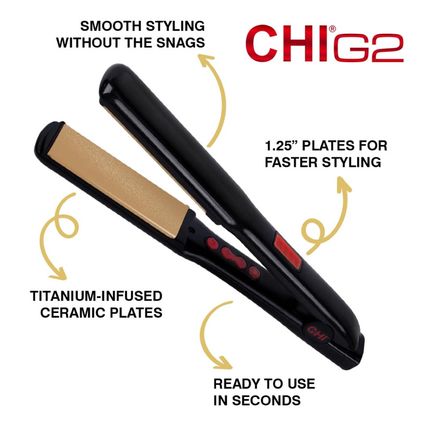 CHI G2 Flat Iron, Hair Straightener for a Smooth Finish, Ceramic Heater for 40 S