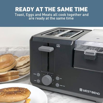 West Bend 78500 Breakfast Station, 2-Slice Toaster with Removable Meat and Veget