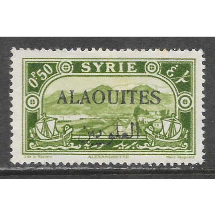 ALAOUITES OVERPRINT 0p50 ALEXANDRETTE VIEW SYRIA MINT HINGED YVERT 24