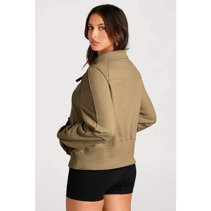 Brown Quarter Zip Stand Neck Kangaroo Pocket Sweatshirt