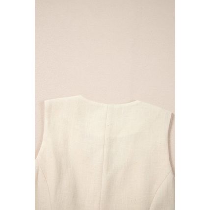 White Slim Fit Buttoned V Neck Vest