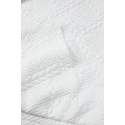 White Cable Lattice Texture Kangaroo Pocket Hoodie