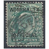 1902 O101 1/2d Blue-Green Admiralty Official Good Used - rounded corner perf. .