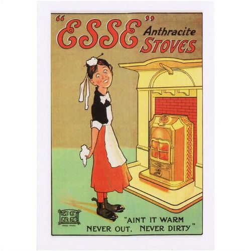 Postcard Poster Art Esse Anthracite Stoves Edwardian Image Maid Fire