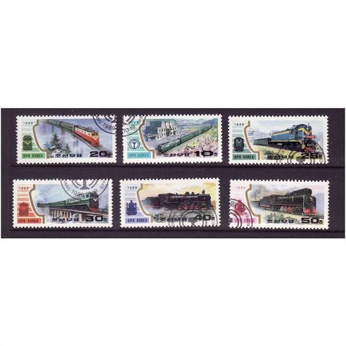 KOREA NORTH 1989 RAILWAY SET 6 VALS SG N 2918 / N 2923 FINE USED#2