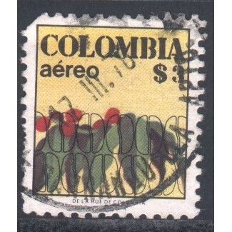 Colombia stamps 1977 - SG1416 - $3 multi - Coffee Plant & Beans - used