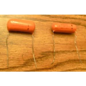 Pair of Vintage Sprague Orange Capacitors