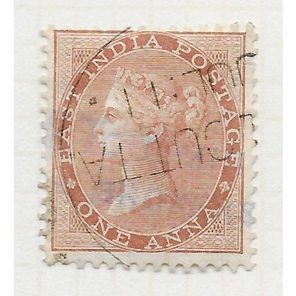 INDIA 1865 QV ONE ANNA REDDISH BROWN USED