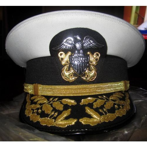 US NAVY COMMANDER ADMIRAL RANK WHITE HAT CAP NEW Sizes 56-57-58-59-60-61-62