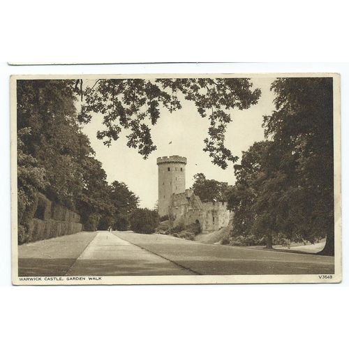 warwick postcard castle unposted garden walk. photochrom
