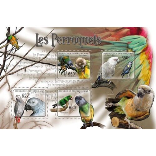 CENTRAL AFRICA 2011 SHEET MNH PARROTS PERROQUETS BIRDS PAPPAGALLI PAPAGEIEN
