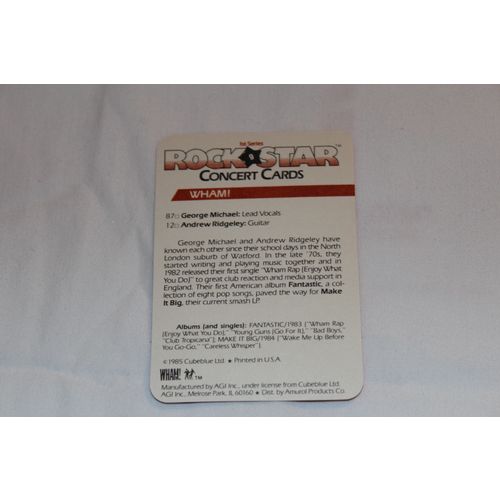 Wham! 1985 A.G.I. Rock Star Concert Cards NO. 9