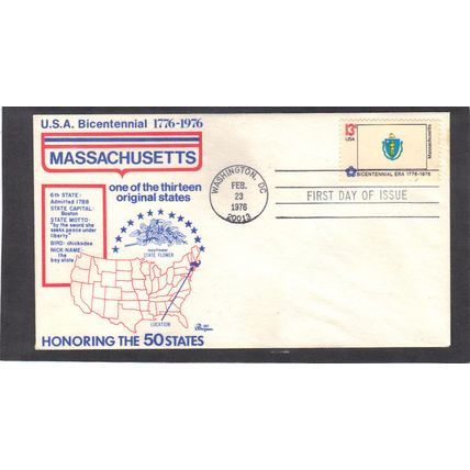 FDC Bazaar 1638 13c Massachusetts (Cachet-U/A) CV40279