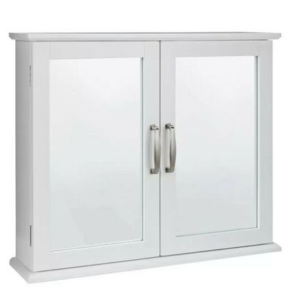 Argos Home Tongue & Groove Mirrored 2 Door Cabinet - White