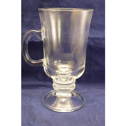 Set Of 4 Irish Cream Libby Pedestal Beer Clear Glass Mugs