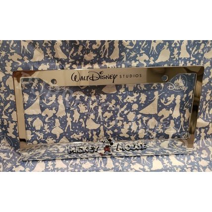 WALT DISNEY STUDIOS EXCLUSIVE MICKEY CHROME LICENSE PLATE FRAME HOLDER~NEW~HTF~