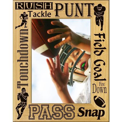 Football Sayings Laser Engraved Wood Picture Frame Portrait (5 x 7)
