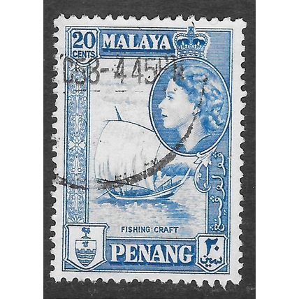 MALAYSIA 1956 PENANG FISHING CRAFT 10c USED