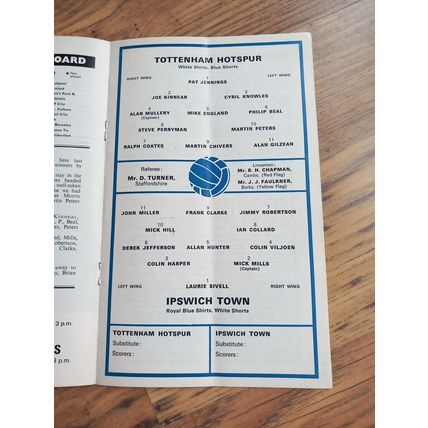 1971/72 Tottenham / Spurs vs Ipswich Town - Division 1 Programme & Ticket