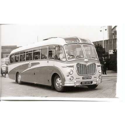 Black & White Photo of Westercroft Coaches of Queensbury - TOX 939 ex. Winwood's