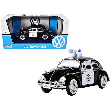 1966 Volkswagen Beetle Police Car Black and White 1/24 Diecast Model Car by M...