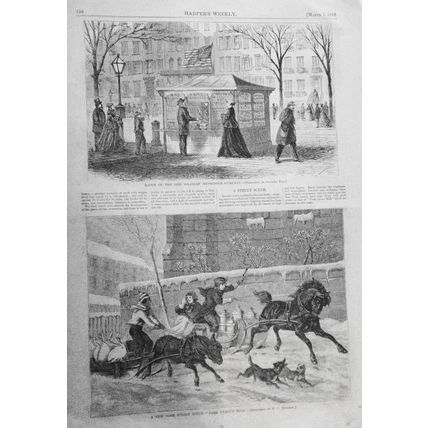 Booth of Soldiers' Messenger Co. / Pork vs. Milk / Horse Flesh & Trimmings. 1868