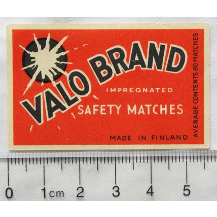 vintage Matchbox Label - Valo Brand