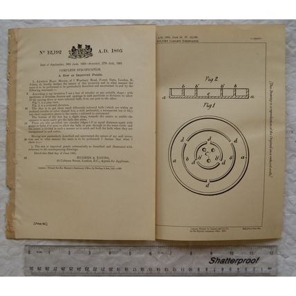 1895 Patent No. 12,192 new or improved puzzle, Arthur Haig Milne, Forest Gate