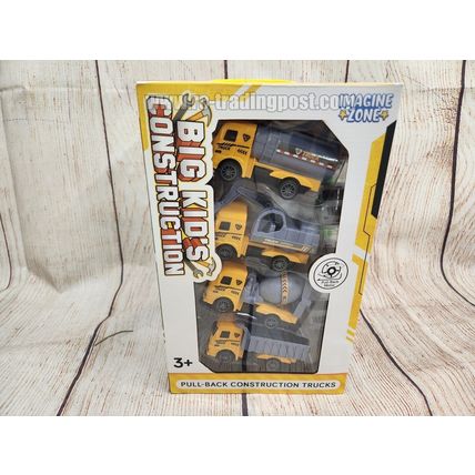Big Kid's Pull Back Trucks Combo Pack (Sanitation, Military, Construc,FireTruck)