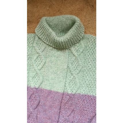 Brand New Hand Knitted Ladies Aran roll neck Jumper