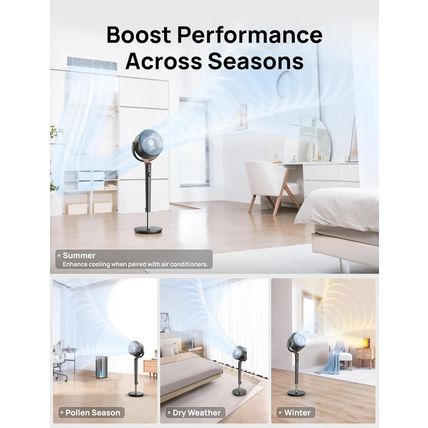 Dreo Fan for Bedroom, 120° Oscillating Standing Fans,Quiet Floor Fan with DC Mot