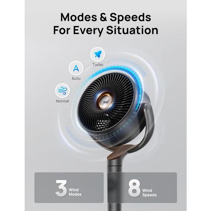 Dreo Fan for Bedroom, 120° Oscillating Standing Fans,Quiet Floor Fan with DC Mot