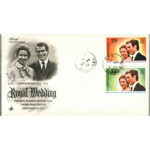 Grenada FDC 1973 - SG 582-583 - Wedding - Princess Anne & Captain Mark Phillips