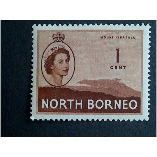 North Borneo QEII 1954 1c Red Brown Mounted Mint MM SG 372 Sc 261 stamp kinabalu