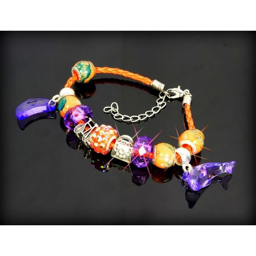 Fully Loaded Woven Bracelet Handbag Dolphin Charm Euro Bead Jewellery 2458