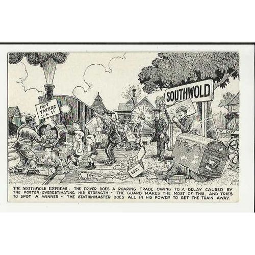 Suffolk SOUTHWOLD Southwold Express Comic Postcard by Reg Carter Series 2 (a)