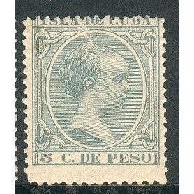 Cuba stamps 1890 - SG 137 5m green - King Alfonso 111 MH