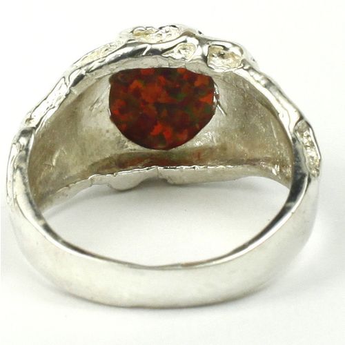 Created Red Brown Opal, 925 Sterling Silver Men's Ring, SR168