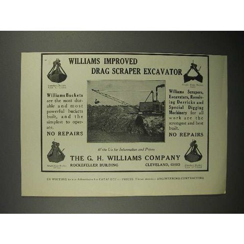 1911 G.H. Williams Company Drag Scraper Excavator Ad