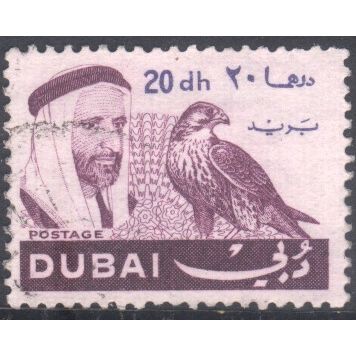 UAE (Dubai) 1967 - SG259 - 20dh - Ruler and Lanner Falcon - used