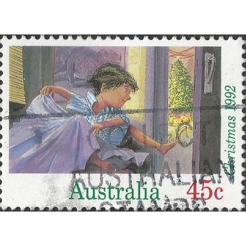 AUSTRALIA, CHRISTMAS, Waking Christmas Morning, green 1992, 45c, #3