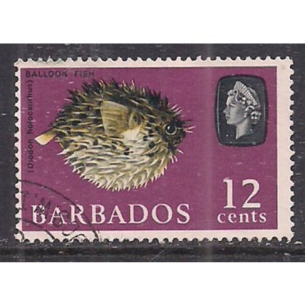 Barbados 1965 QE2 12cents Coral SG 329 used ( K702 )