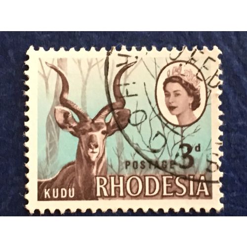 Rhodesia QEII 1966 3d Greater Kudu Used SG 376 Sc 225 postage stamp